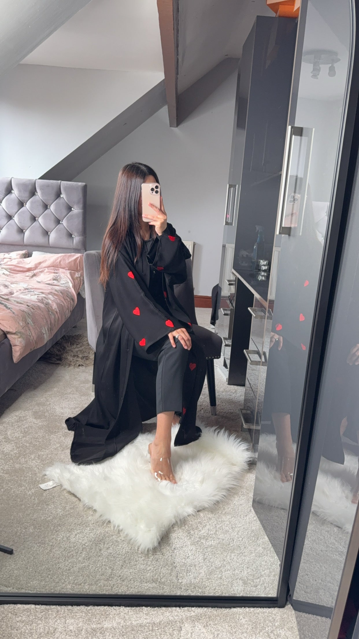 Embroidered Heart Abaya