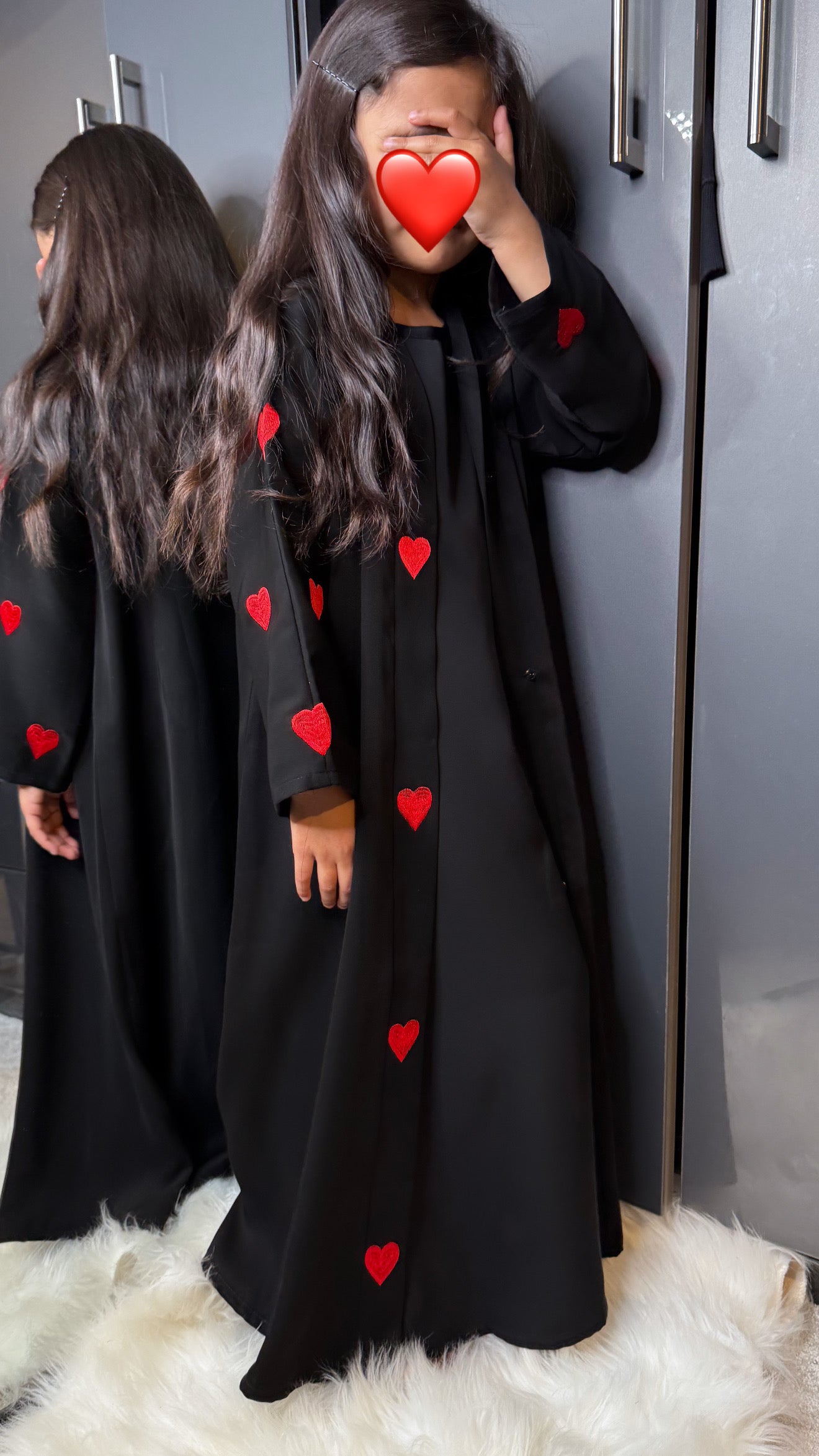 Kids Embroidered Heart Abaya