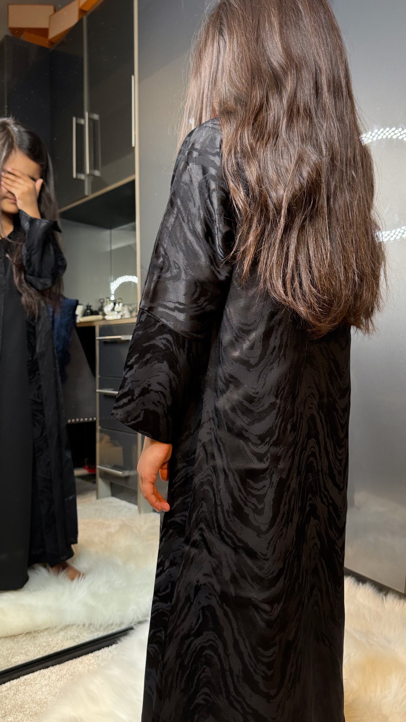 Black Jaquard Abaya Kids