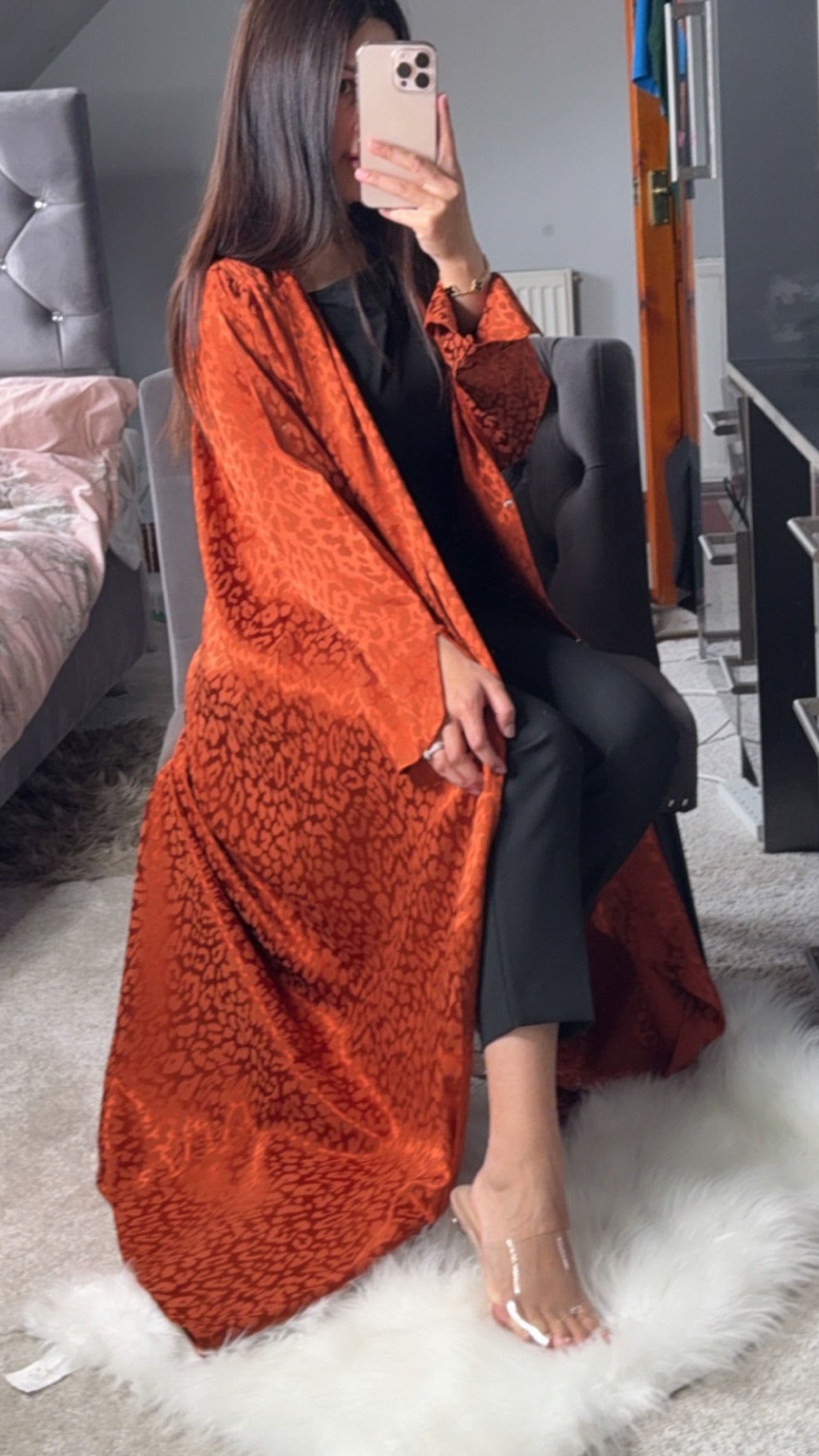 Orange Jaguard Abaya