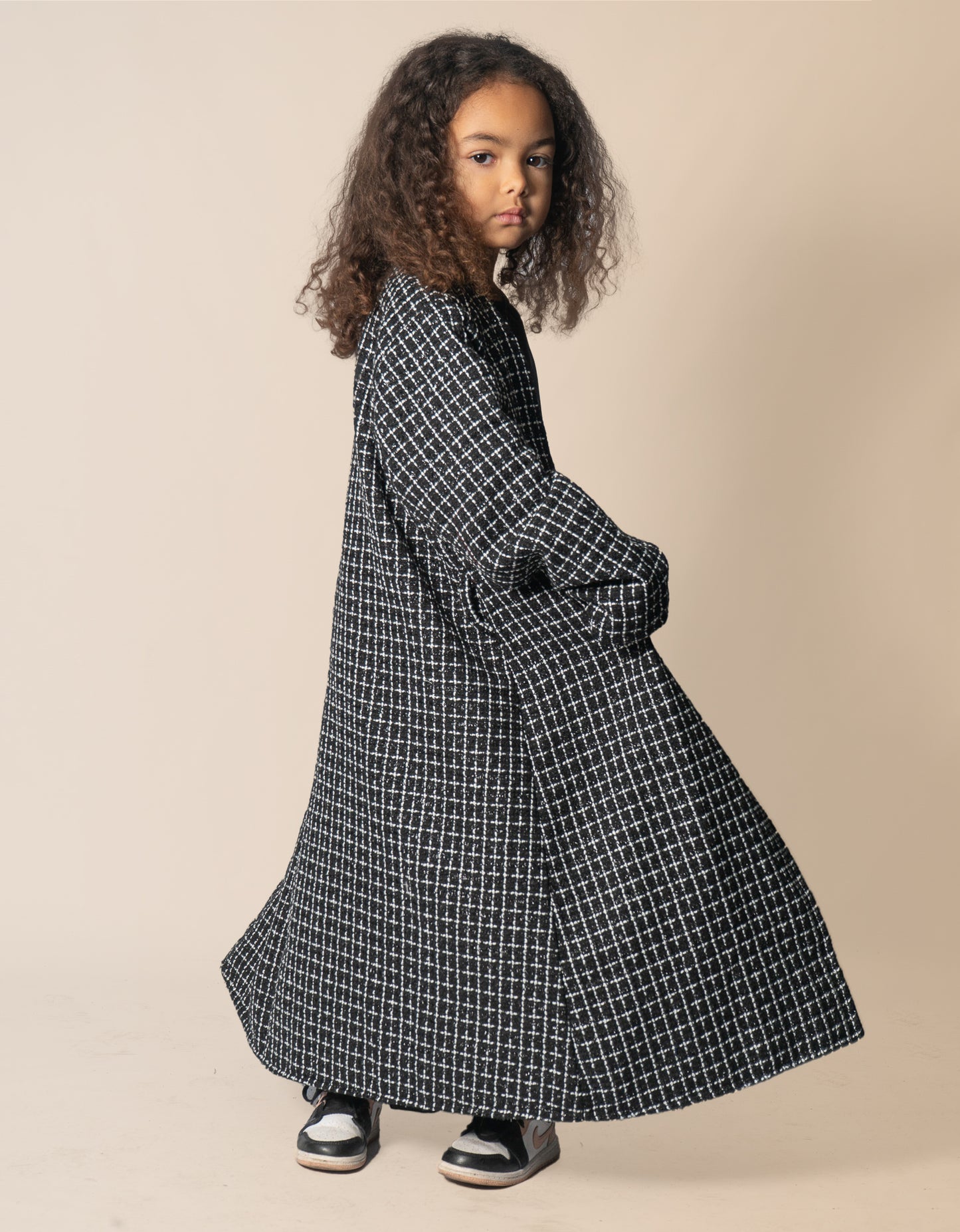 Almietaf Winter Abaya Coat Kids Check