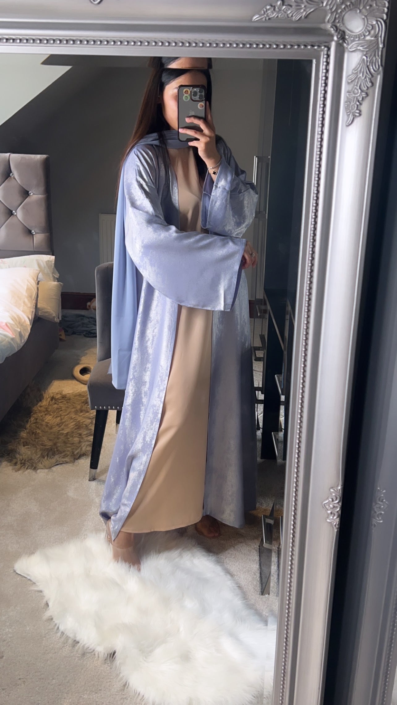 Golden Foil Abaya Set 'Lilac'