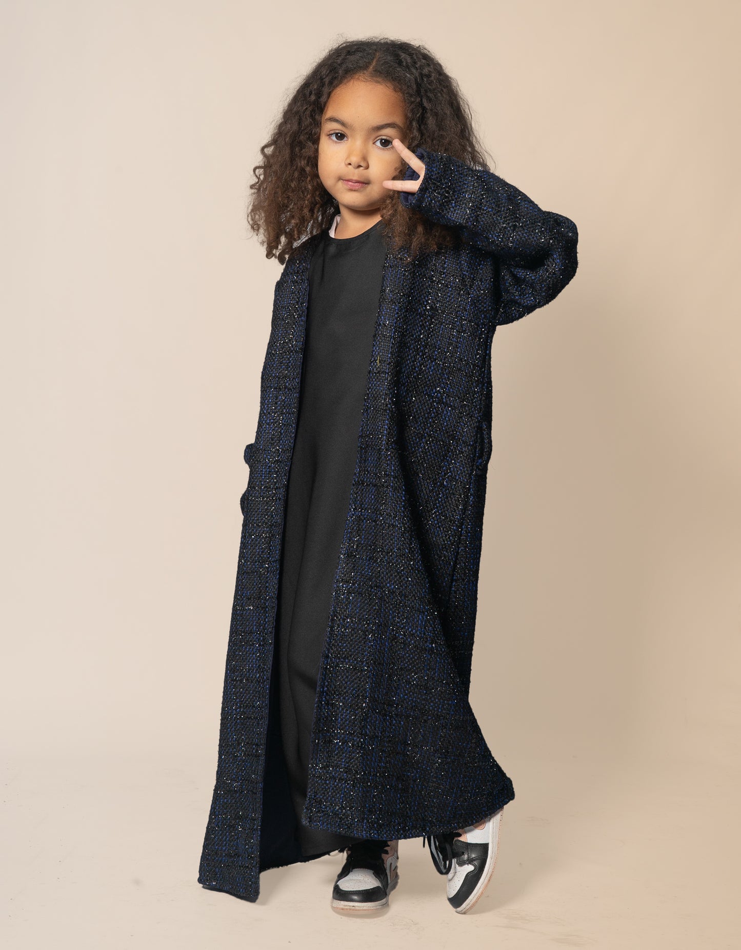 Almietaf Winter Abaya Coat Kids Navy