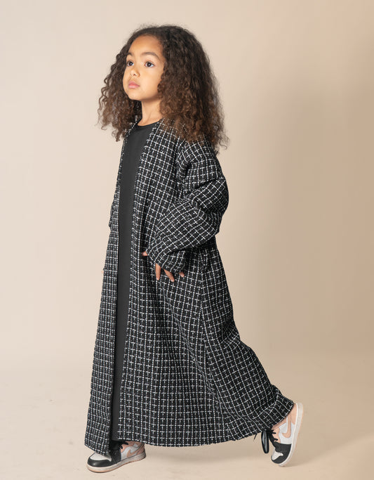 Almietaf Winter Abaya Coat Kids Check