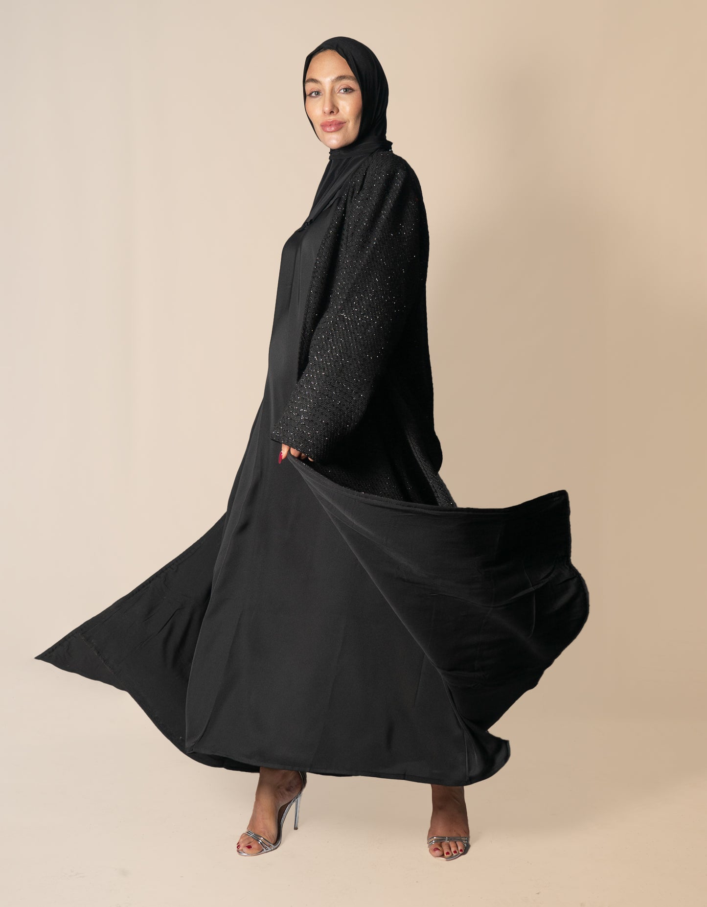 Almietaf Winter Abaya Coat Black