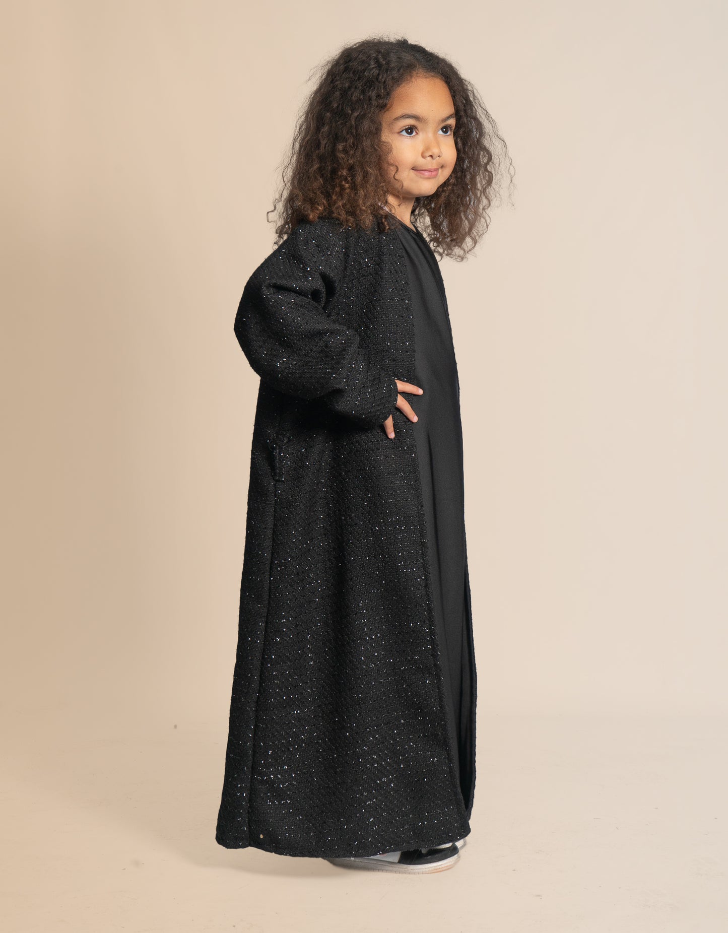 Almietaf winter abaya coat Kids black