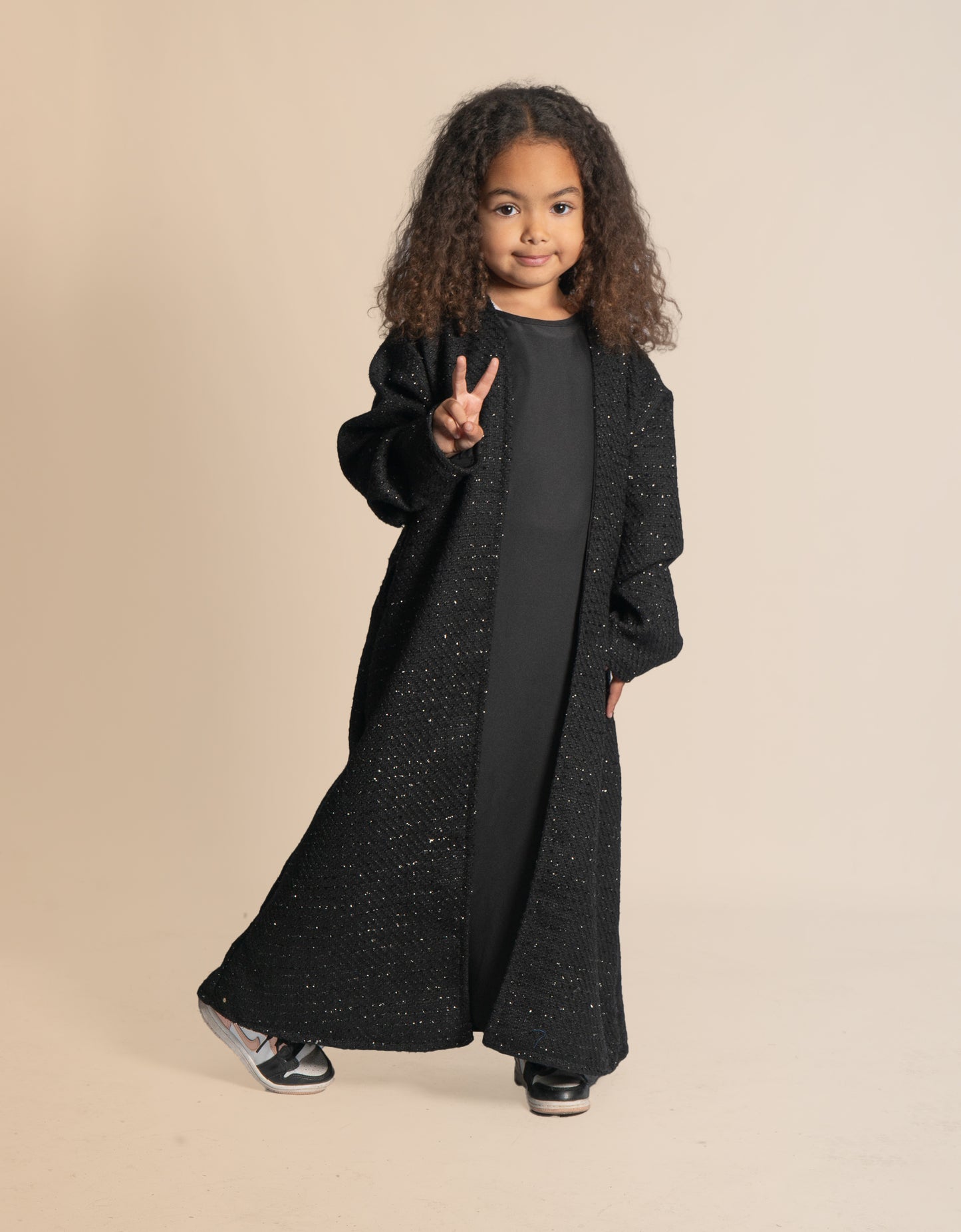 Almietaf winter abaya coat Kids black