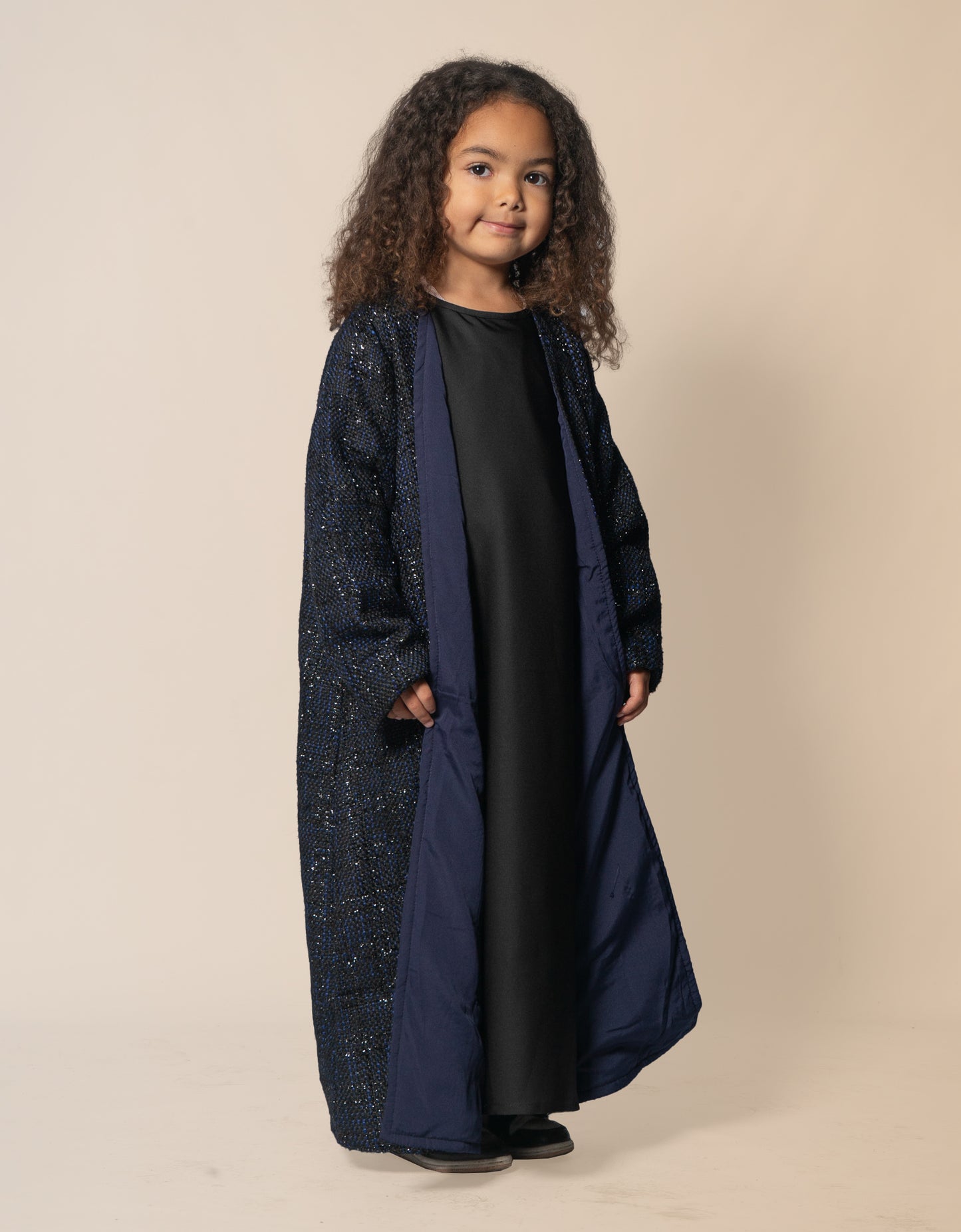 Almietaf Winter Abaya Coat Kids Navy