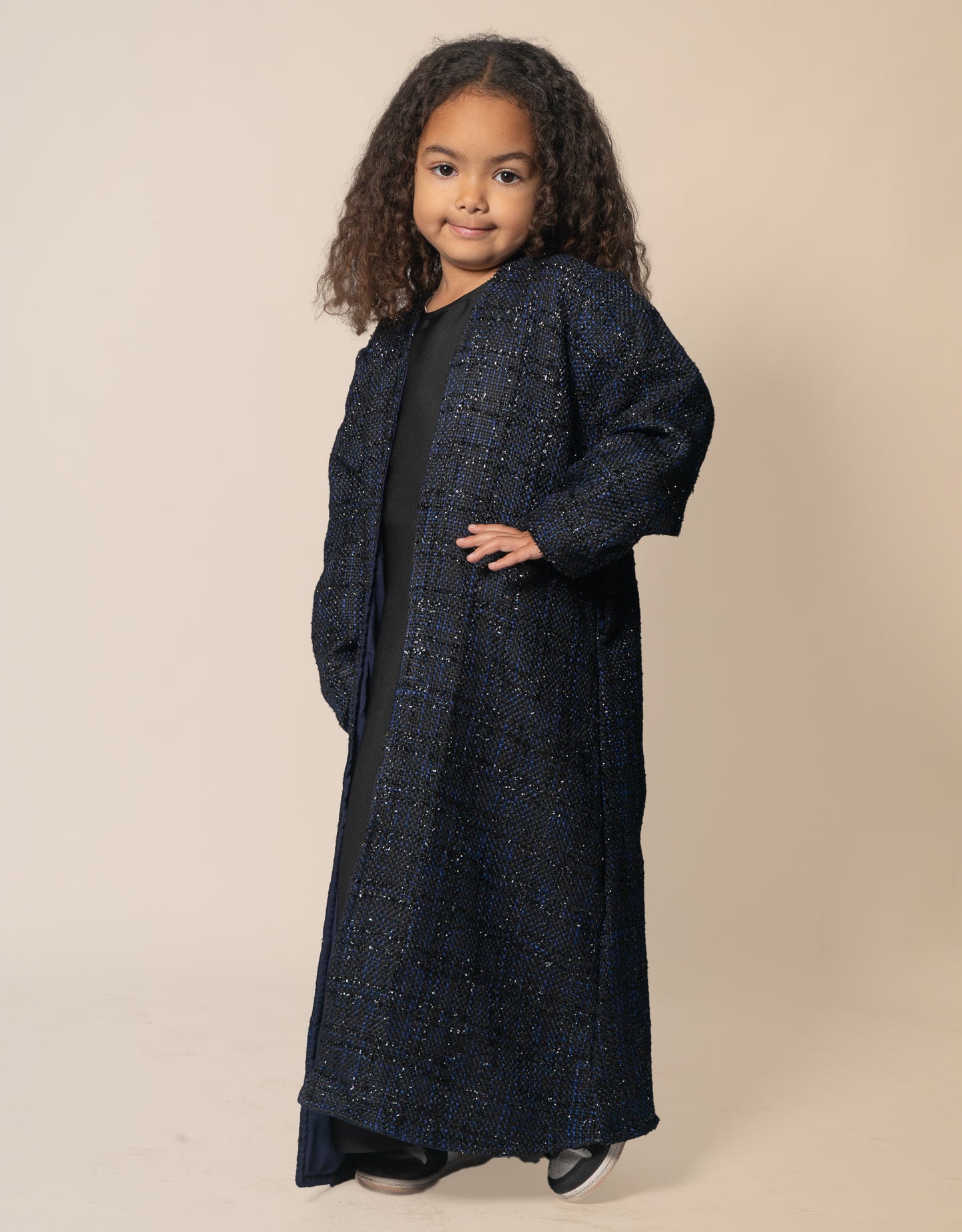 Almietaf Winter Abaya Coat Kids Navy