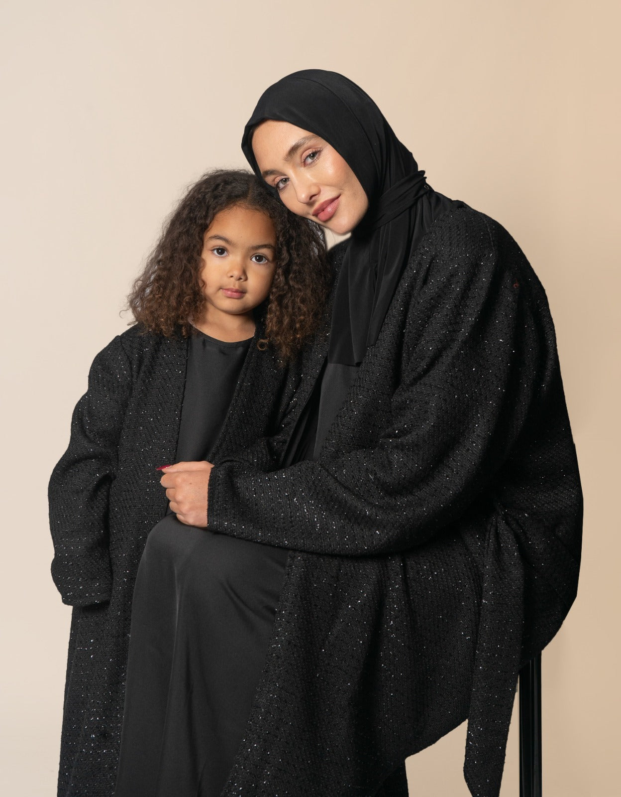 Almietaf Winter Abaya Coat Black Set