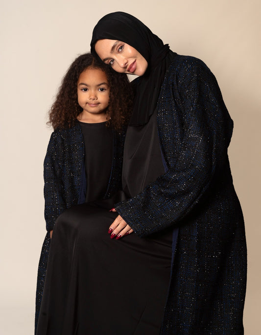 Almietaf Winter Abaya Coat Navy Set